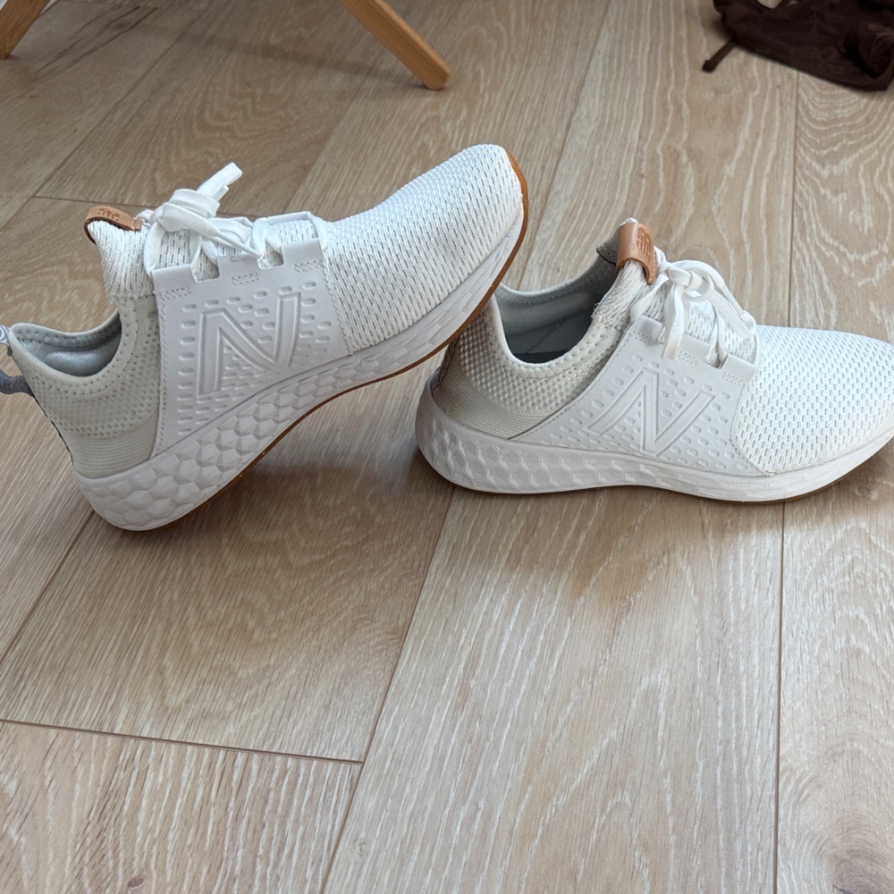 New Balance Women’s White and Tan Sneakers